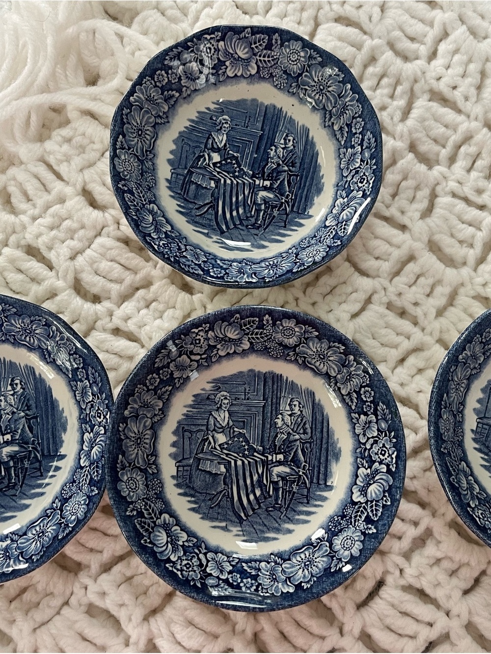 Blue and White Transferware Decorative Plate - Set of 4